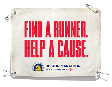 Runner’s bib that says Find a Runner, Help a Cause