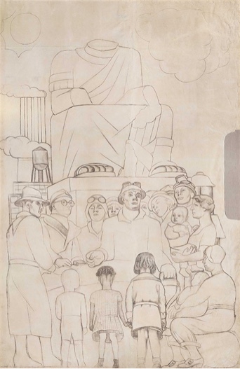El hombre en el cruce de los caminos (Man at the Crossroads): Right Panel, The Death of Tyranny, 1933 (detail)