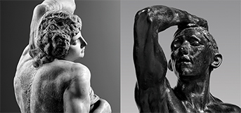 Statues of two people