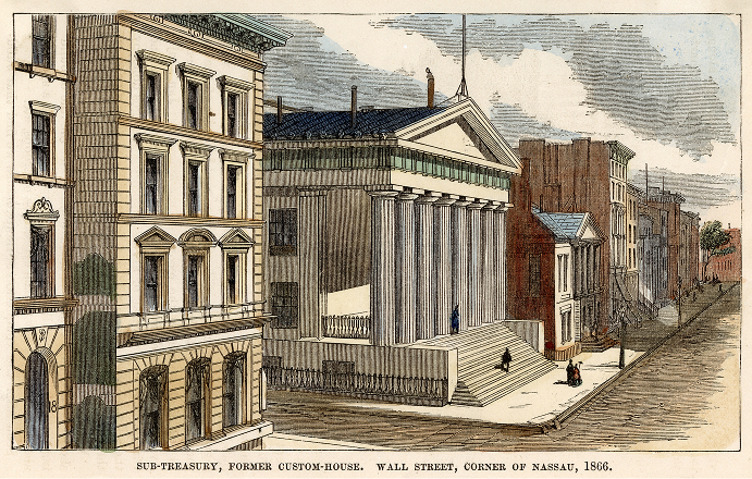 Illustration of the U.S. Sub‑Treasury building on Wall Street