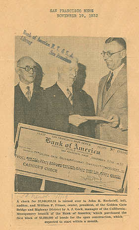 Golden Gate Bridge newspaper clipping