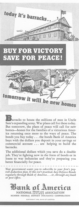 Bank of America advertisement featuring illustrated buildings and the slogan