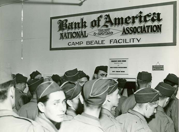 Group of people in uniform at Bank of America National Association, Camp Beale Facility