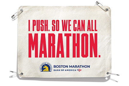 Runner’s bib that says I Push So We Can All Marathon