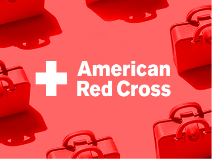 The American Red Cross Logo on a red background