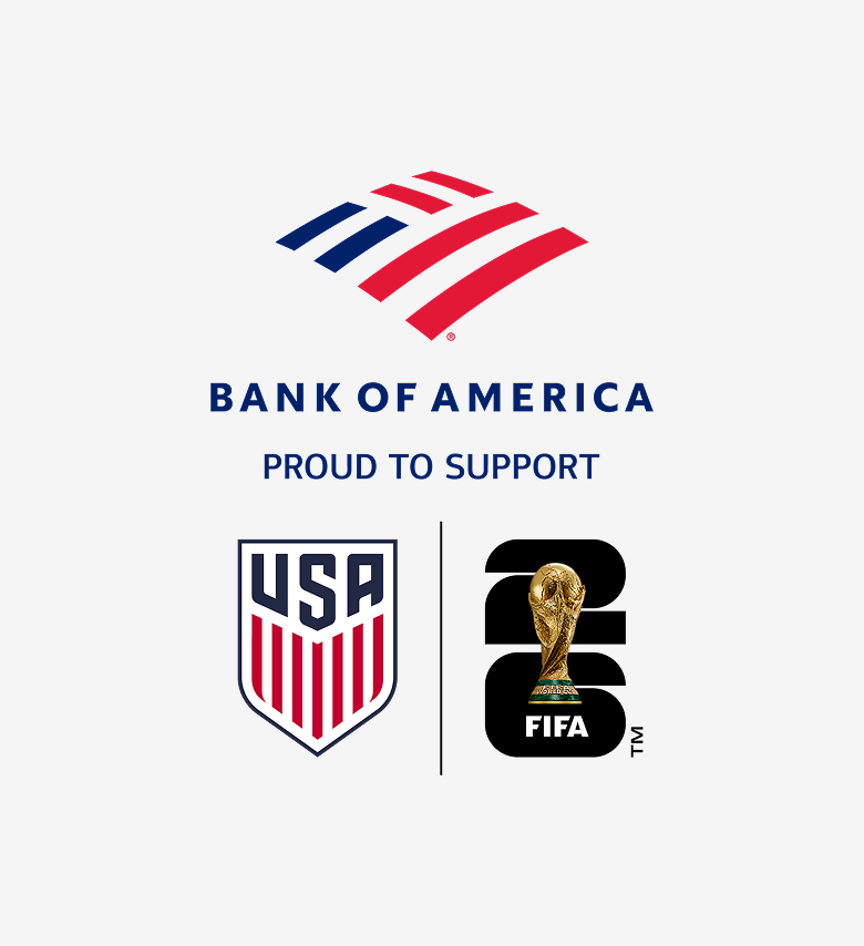 A Bank of America logo alongside a USA and FIFA 2026 World Cup Logo