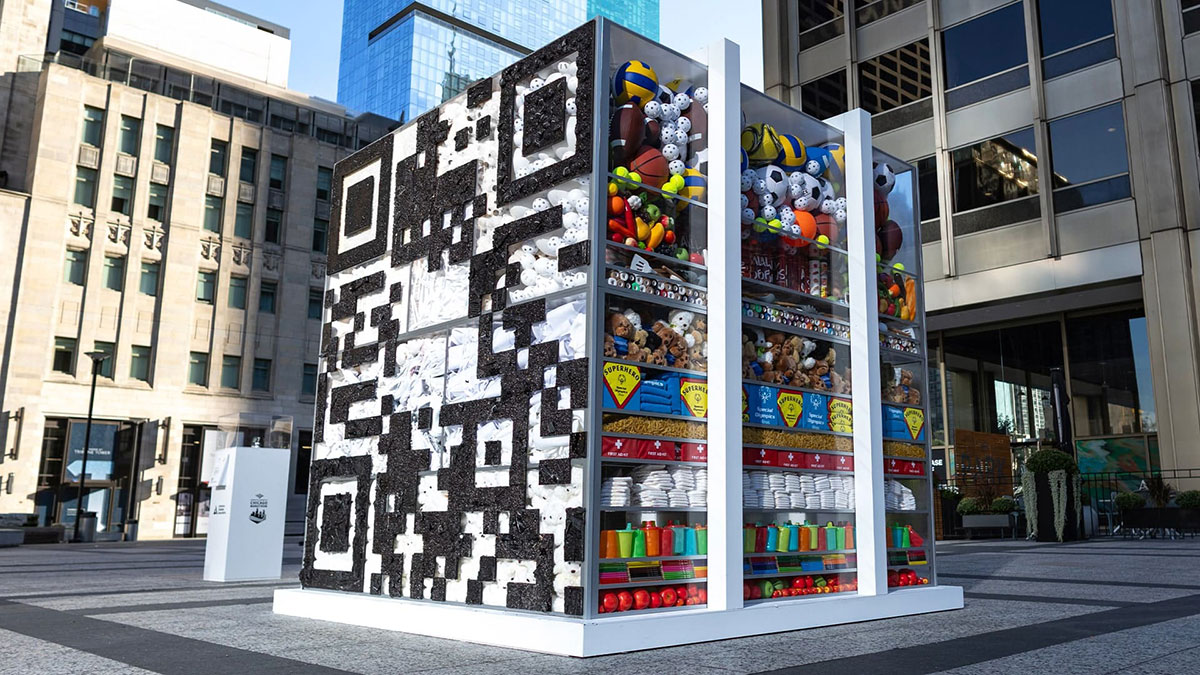 A large QR code art installation