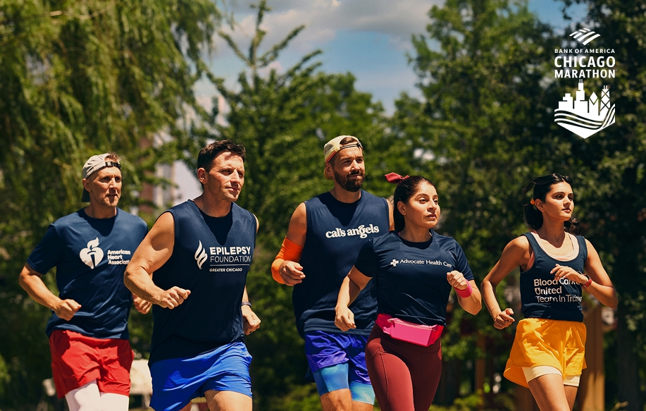 Group of marathon runners running