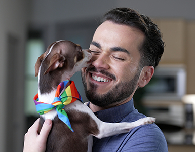 Dr. Josh Sanabria with a puppy