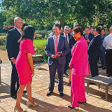 Photo of Raul Anaya shaking hands with Los Angeles locals