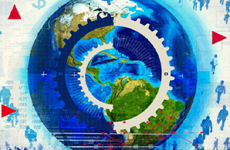 Earth with gear graphic overlay