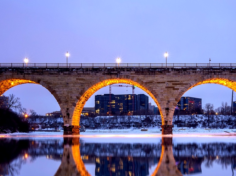 Bridge at dusk in Minneapolis