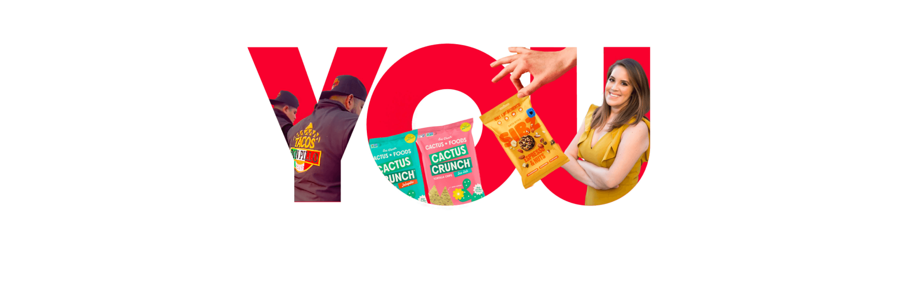 Collage of small business owners and graphic elements over the words “YOU.”