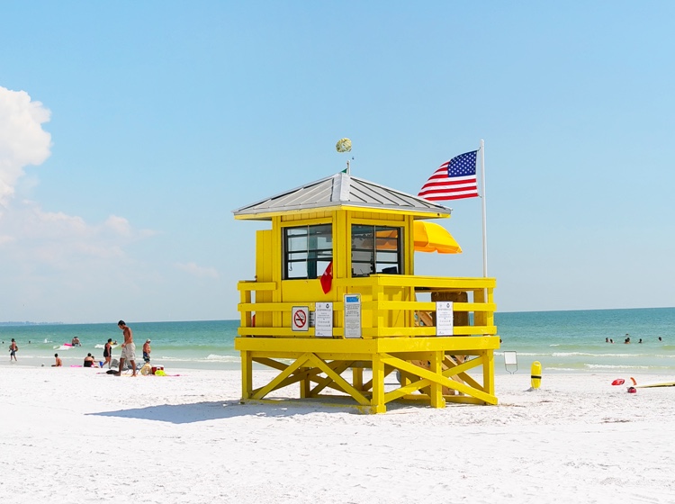 Yellow hut on beach