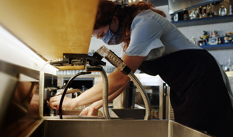 Woman washing hands