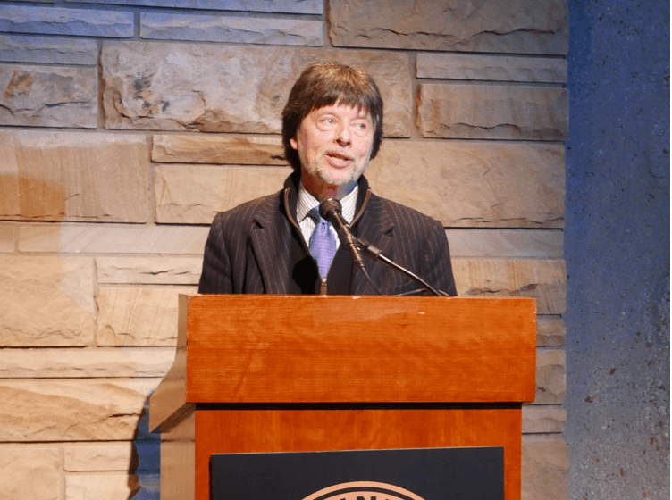 ken burns speaking at podium