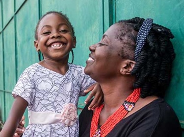 Woman and child smiling