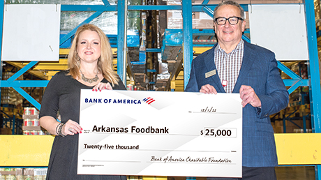 Bank of America employees presenting donation check
