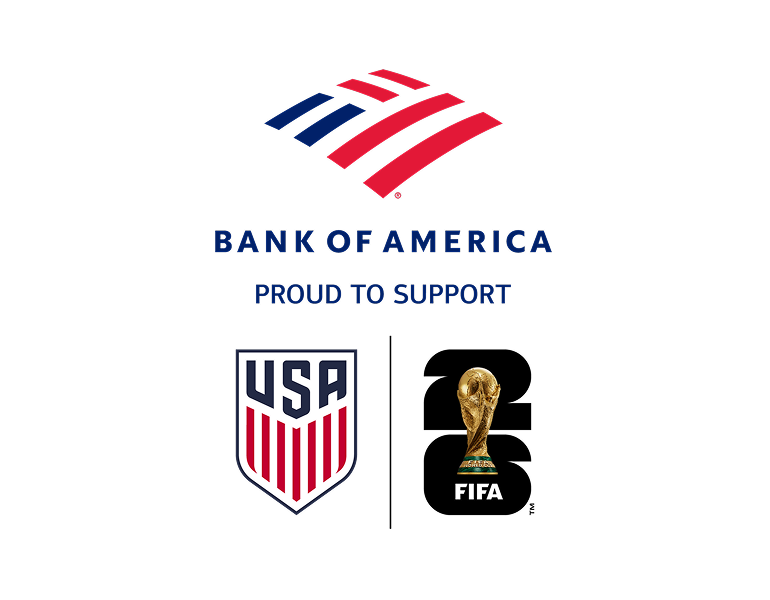 WHITE Triposite Logo for Bank of America, the U.S. Soccer Federation and FIFA World Cup 26