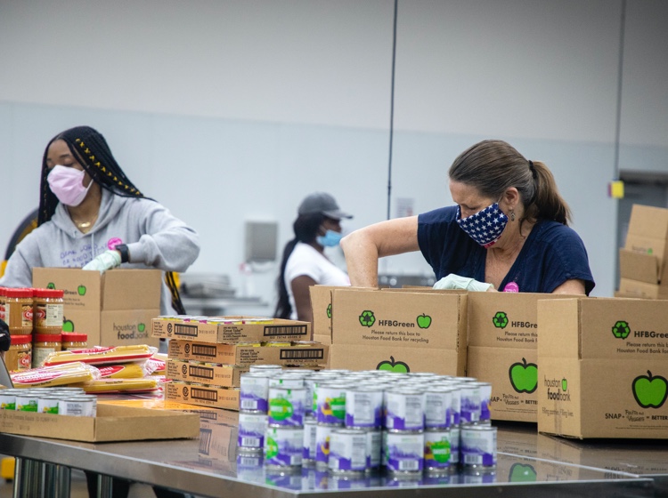 Workers at food bank