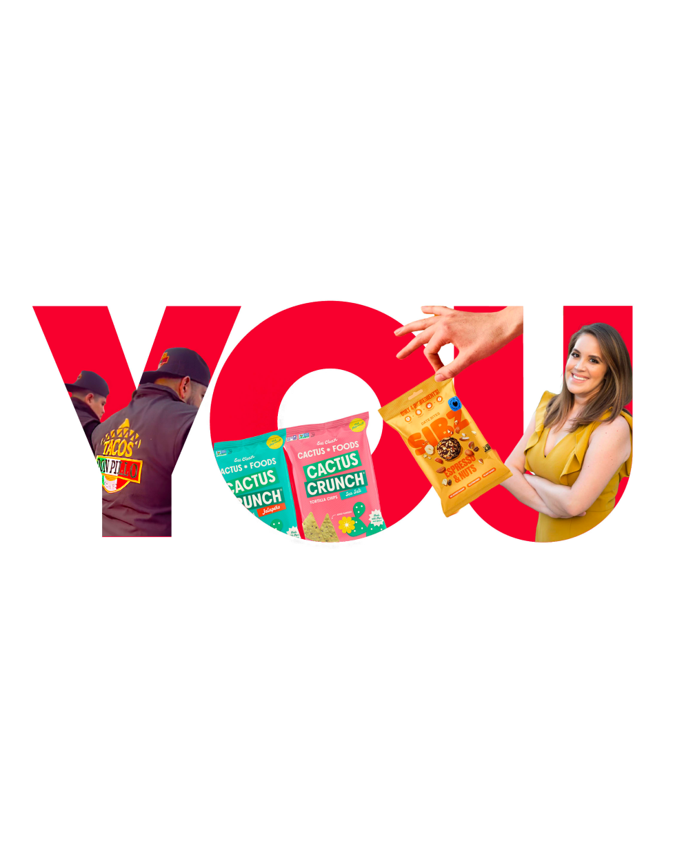 Collage of small business owners and graphic elements over the words “YOU.”