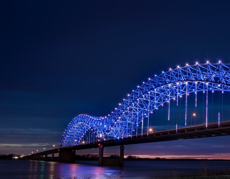 Memphis skyline and bridge over the river