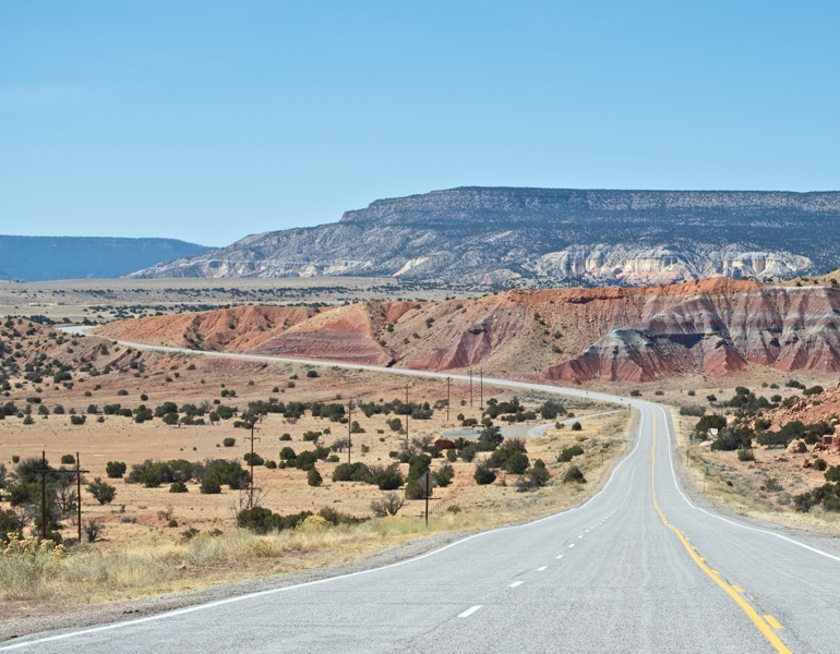 Road through the New Mexico desert