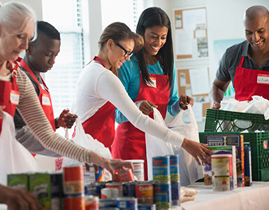 People helping out at food pantry