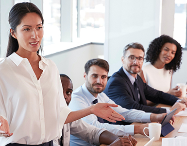 Woman presenting in meeting