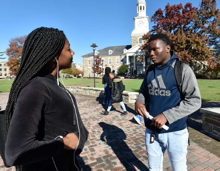 Two students on campus