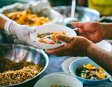 Serving plate of food