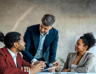 Bank of America employees engaged in a discussion