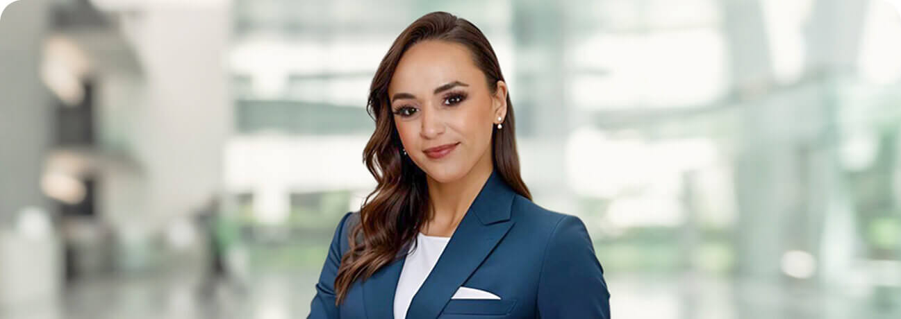 Bank employee smiling