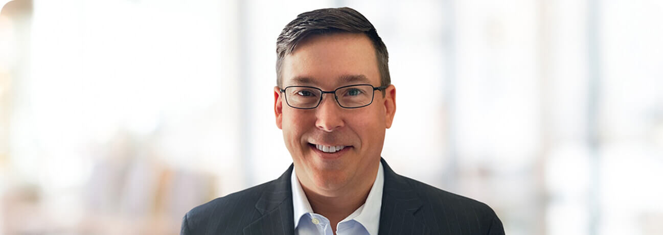 Bank employee smiling