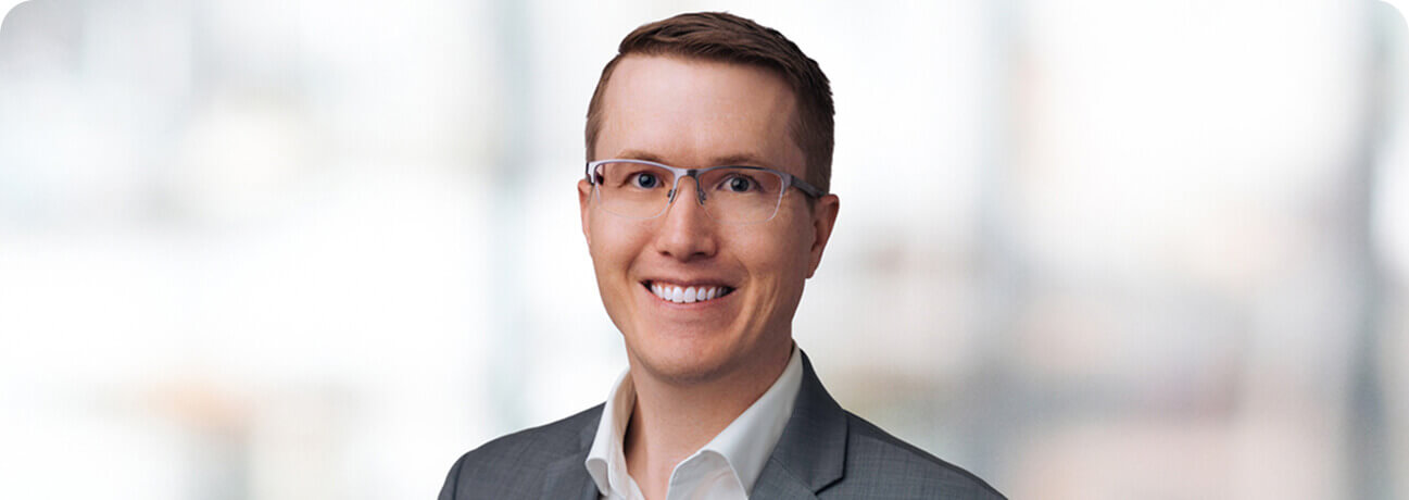 Bank employee smiling