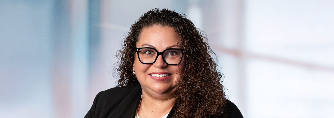 Bank employee smiling
